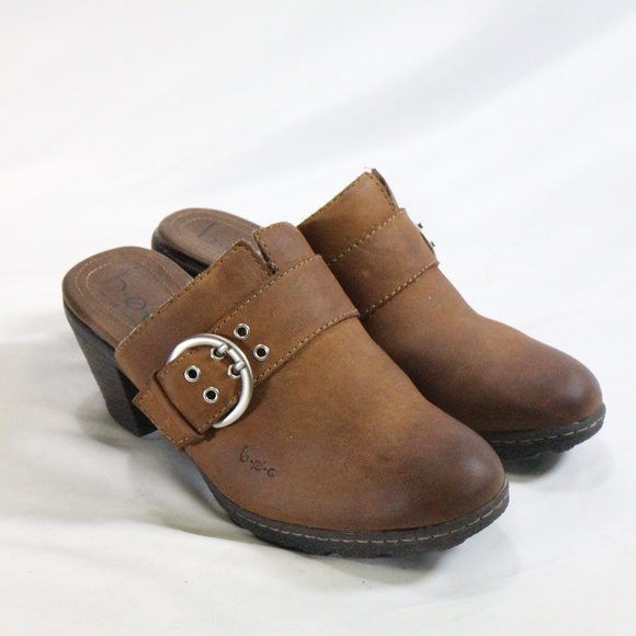 BORN SHOES Brown Leather Buckle Strap Mules Sz 7 US Women - Picture 6 of 8